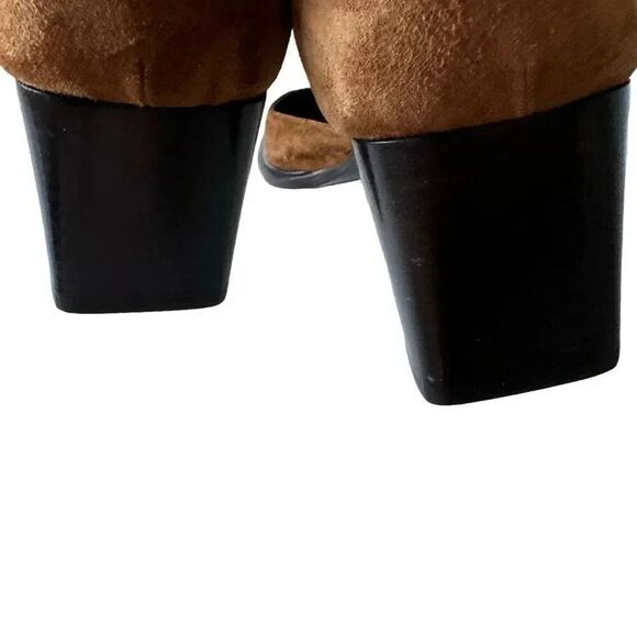 Paloma Round Square Suede Toe Chunky Heels Mary Jane Shoes feature leather 7.5 - Picture 9 of 14